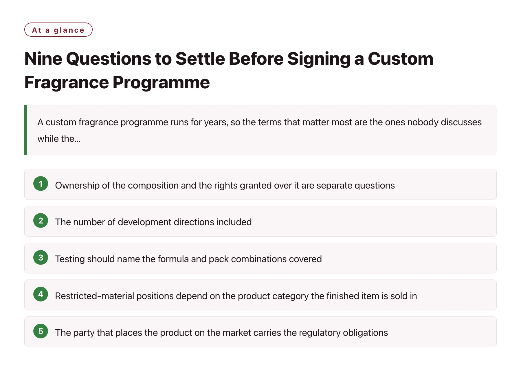 Nine Questions to Settle Before Signing a Custom Fragrance Programme——全文要点速览